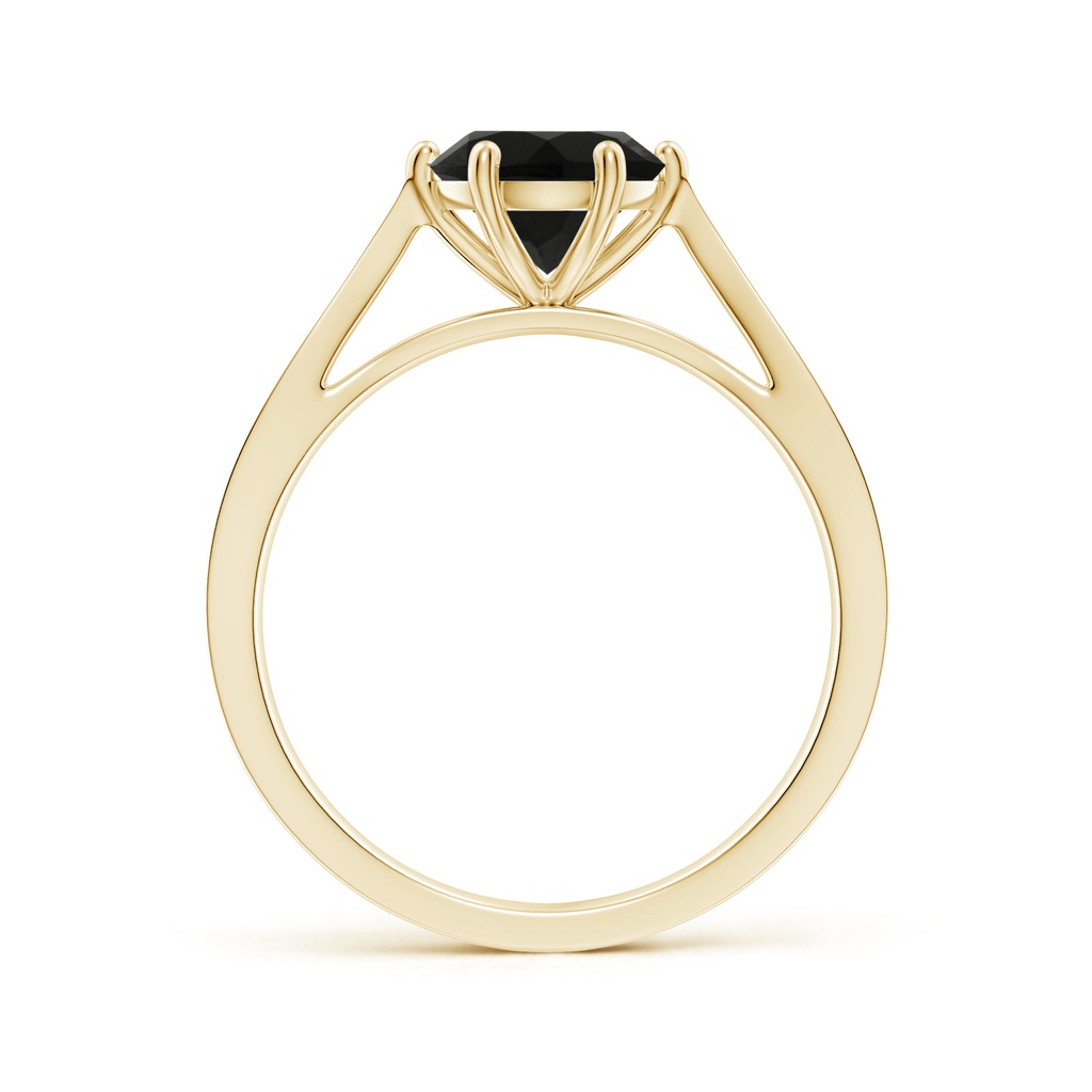 7mm AAA Tapered Shank Black Onyx Solitaire Ring with Diamonds in Yellow Gold - side_1
