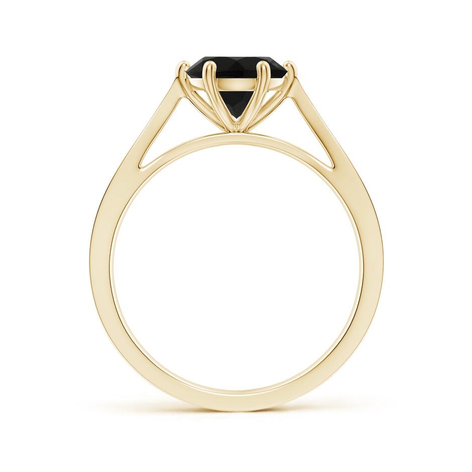 7mm AAA Tapered Shank Black Onyx Solitaire Ring with Diamonds in Yellow Gold side-1