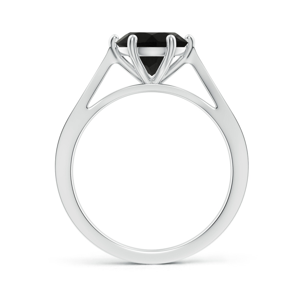 8mm AAA Tapered Shank Black Onyx Solitaire Ring with Diamonds in White Gold - side_1
