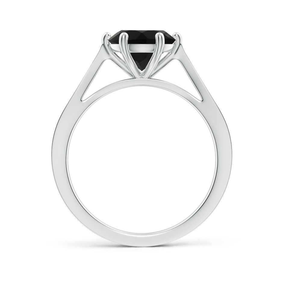 8mm AAA Tapered Shank Black Onyx Solitaire Ring with Diamonds in White Gold side-1