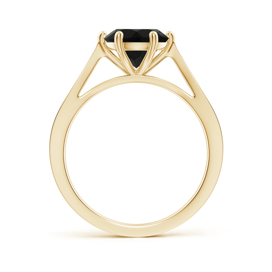 8mm AAA Tapered Shank Black Onyx Solitaire Ring with Diamonds in Yellow Gold side-1