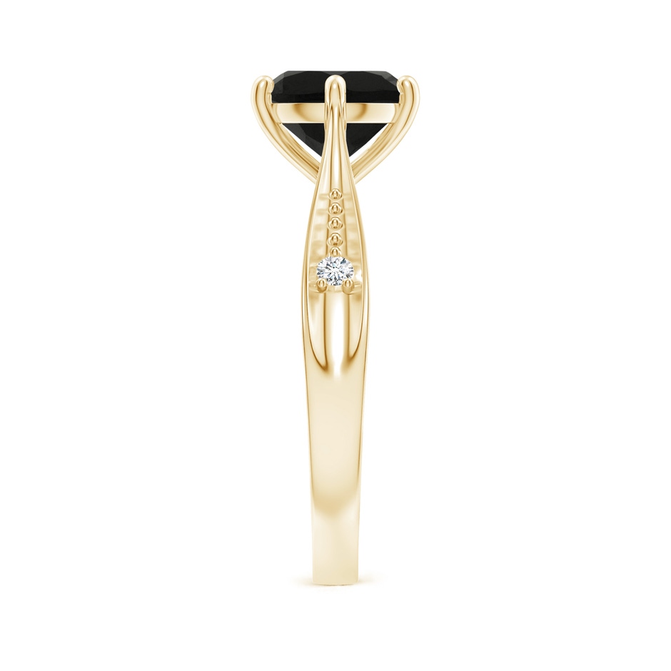 8mm AAA Tapered Shank Black Onyx Solitaire Ring with Diamonds in Yellow Gold side-2