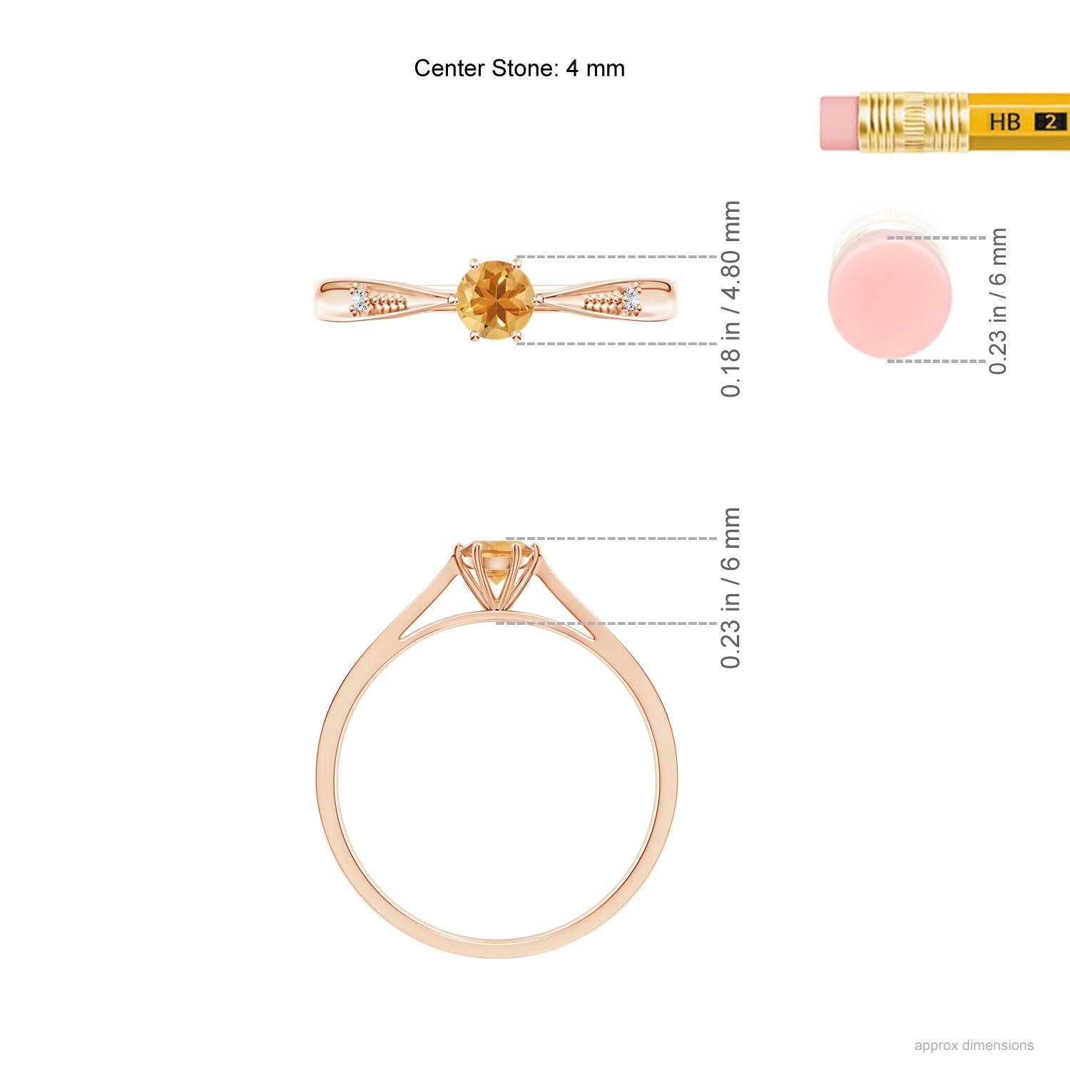 A - Citrine / 0.24 CT / 14 KT Rose Gold