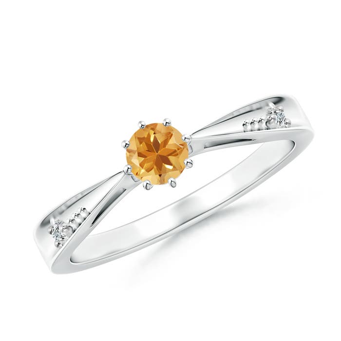 A - Citrine / 0.24 CT / 14 KT White Gold