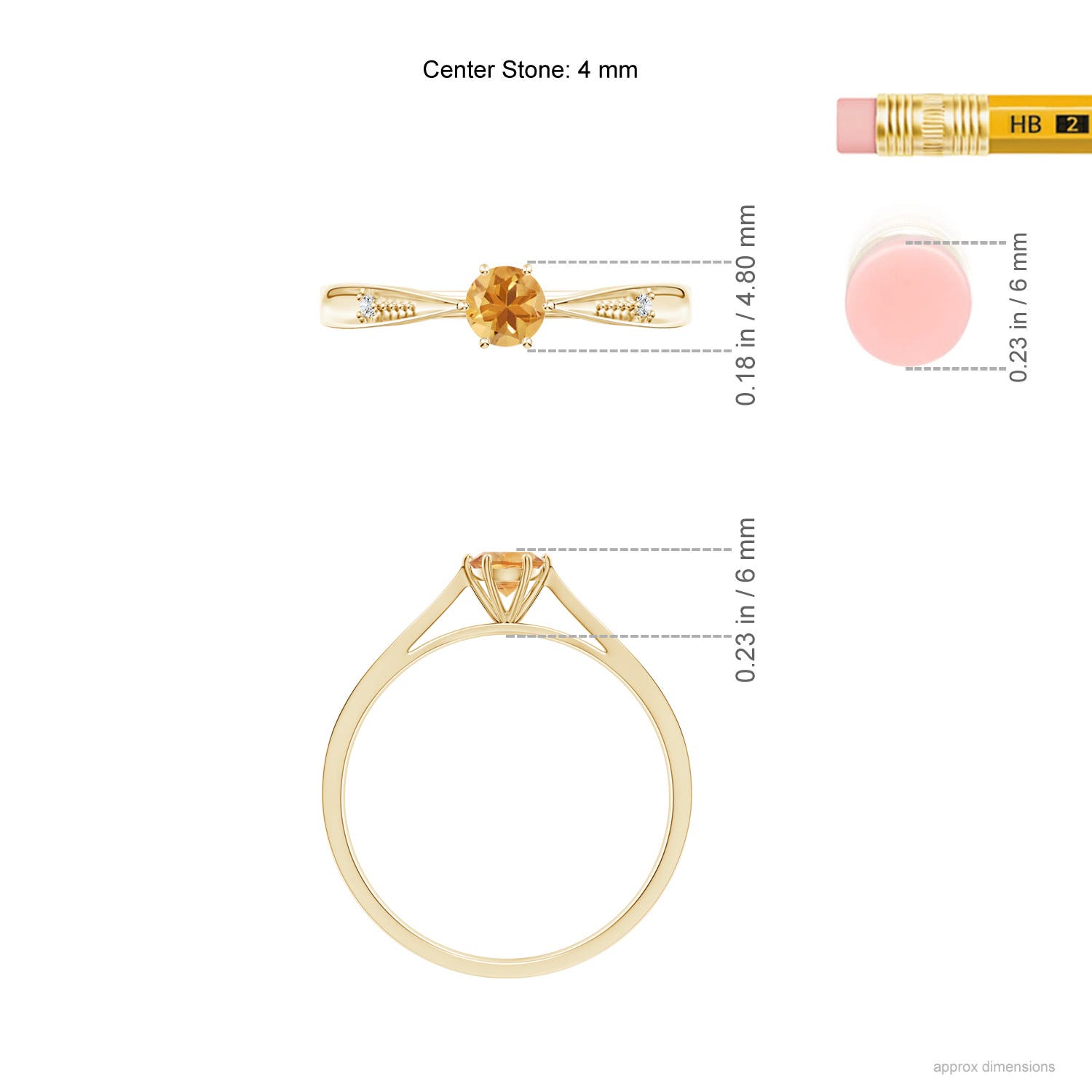 A - Citrine / 0.24 CT / 14 KT Yellow Gold