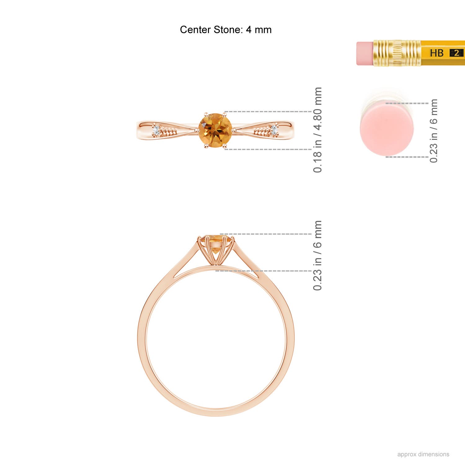 AA - Citrine / 0.24 CT / 14 KT Rose Gold