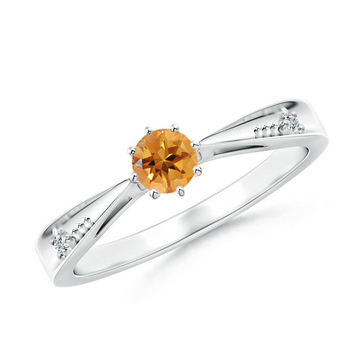 AA - Citrine / 0.24 CT / 14 KT White Gold