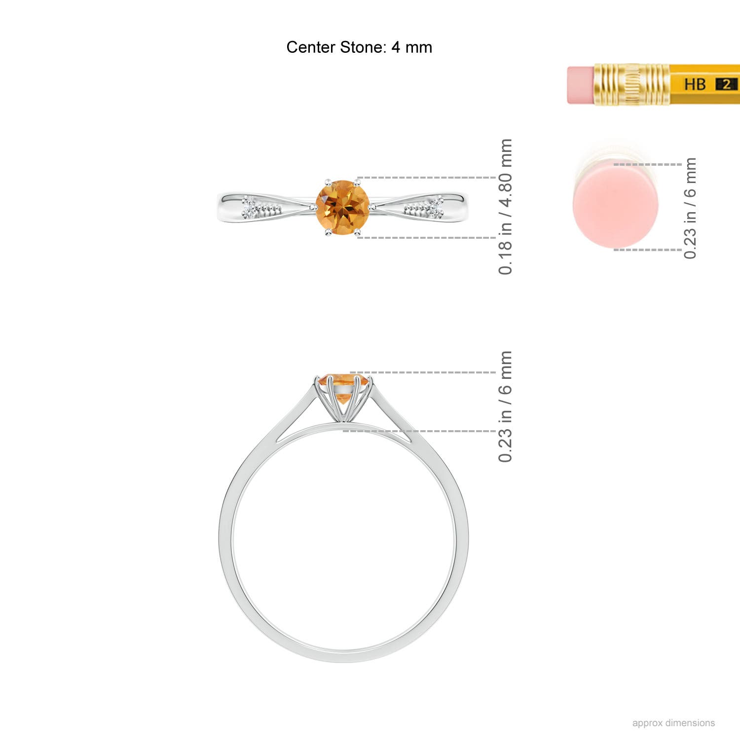 AA - Citrine / 0.24 CT / 14 KT White Gold