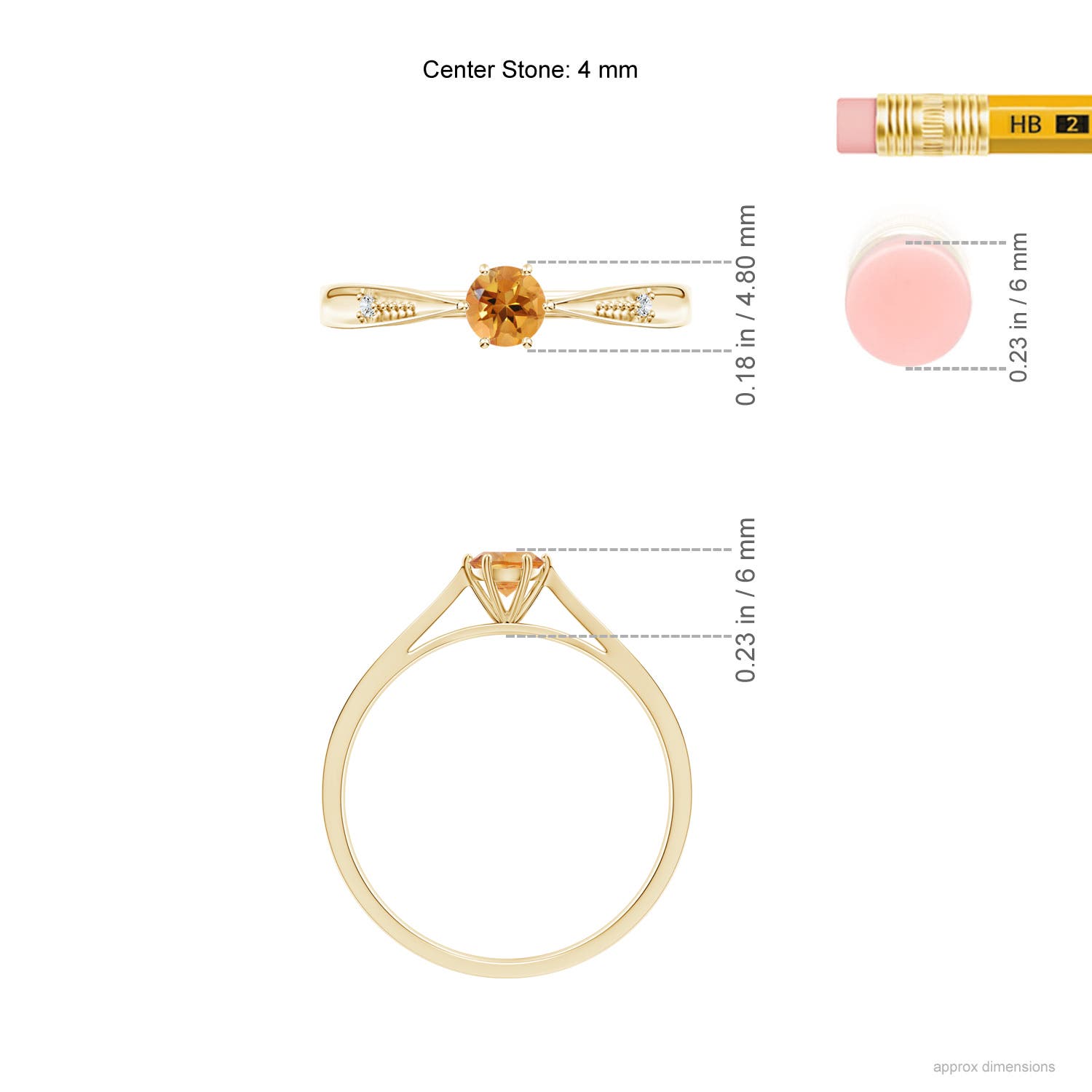 AA - Citrine / 0.24 CT / 14 KT Yellow Gold