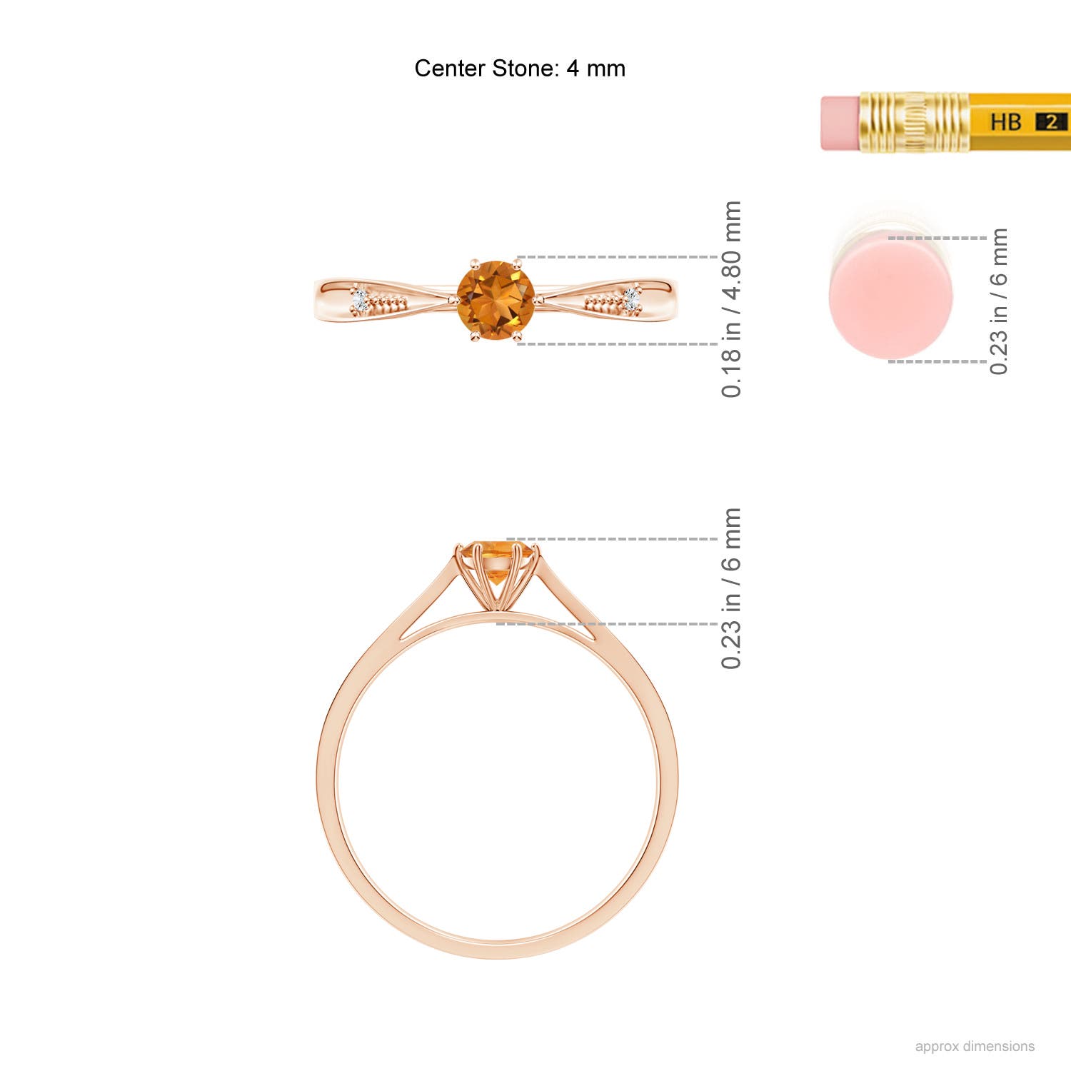 AAA - Citrine / 0.24 CT / 14 KT Rose Gold