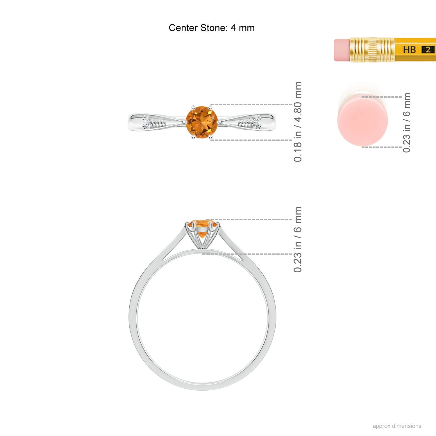 AAA - Citrine / 0.24 CT / 14 KT White Gold