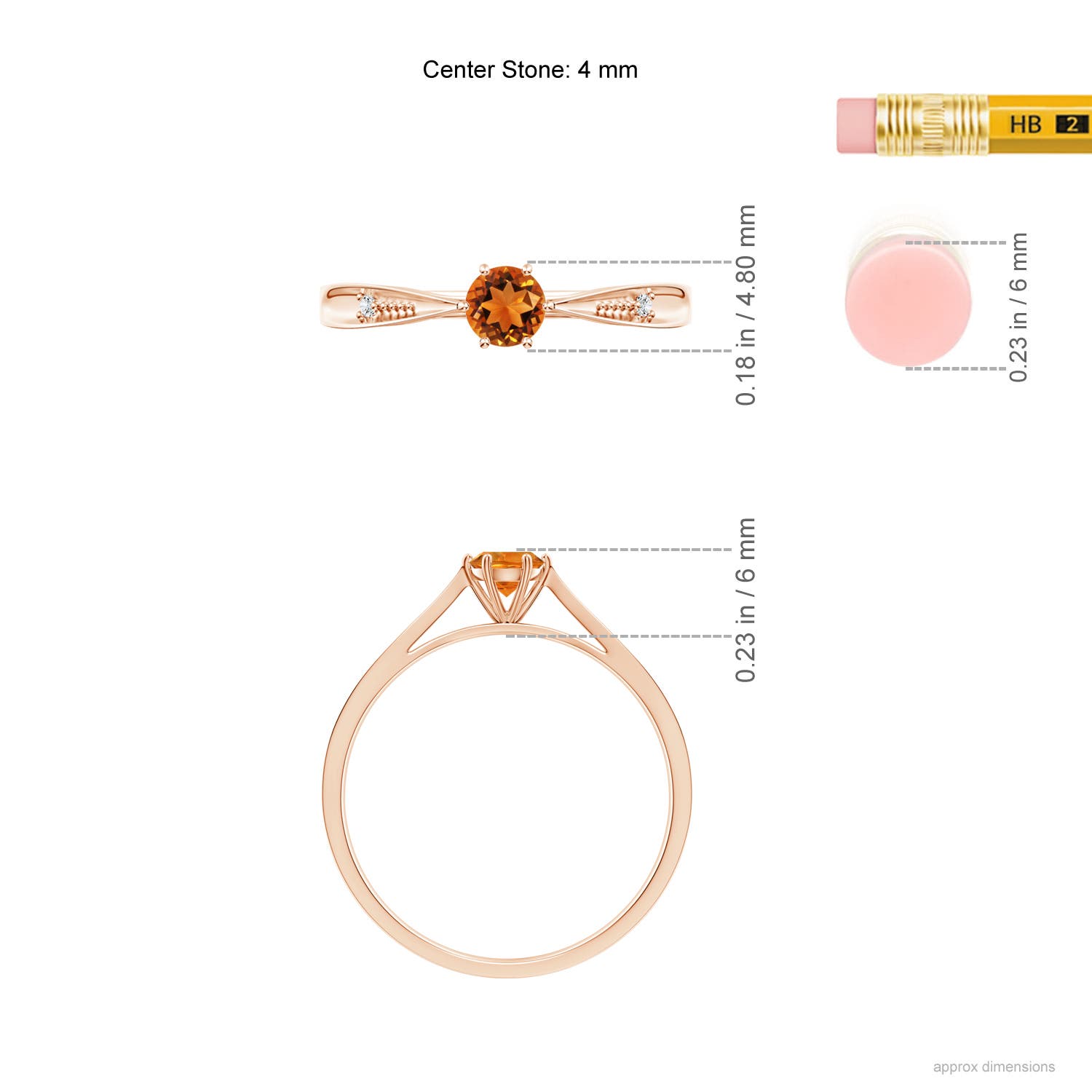 AAAA - Citrine / 0.24 CT / 14 KT Rose Gold