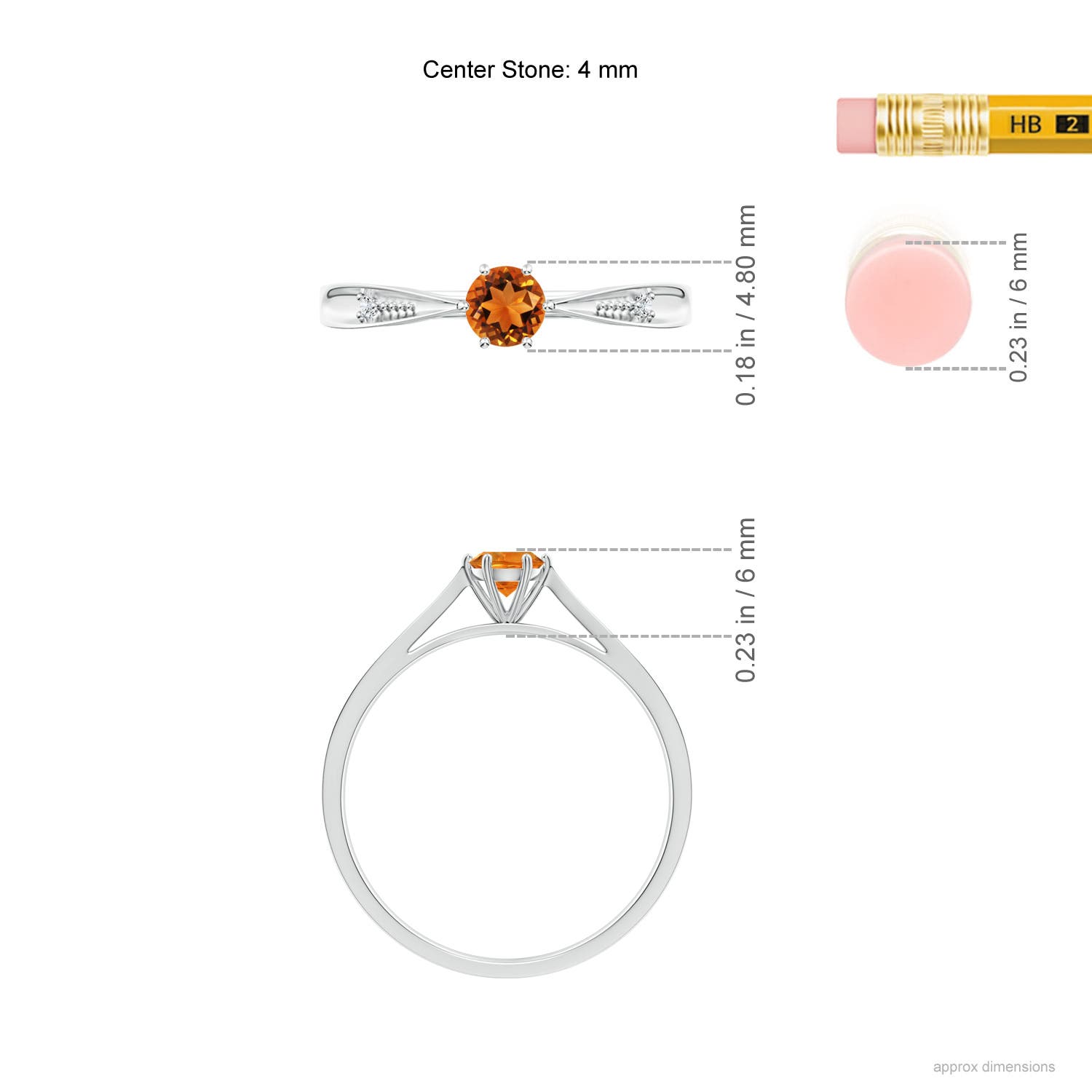 AAAA - Citrine / 0.24 CT / 14 KT White Gold