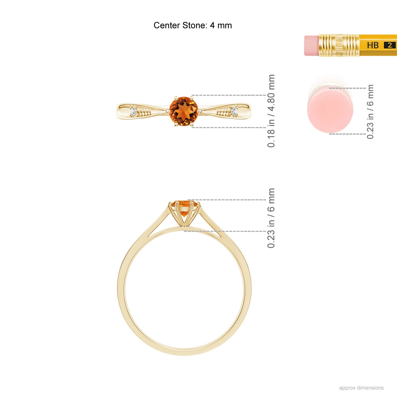 AAAA - Citrine / 0.24 CT / 14 KT Yellow Gold