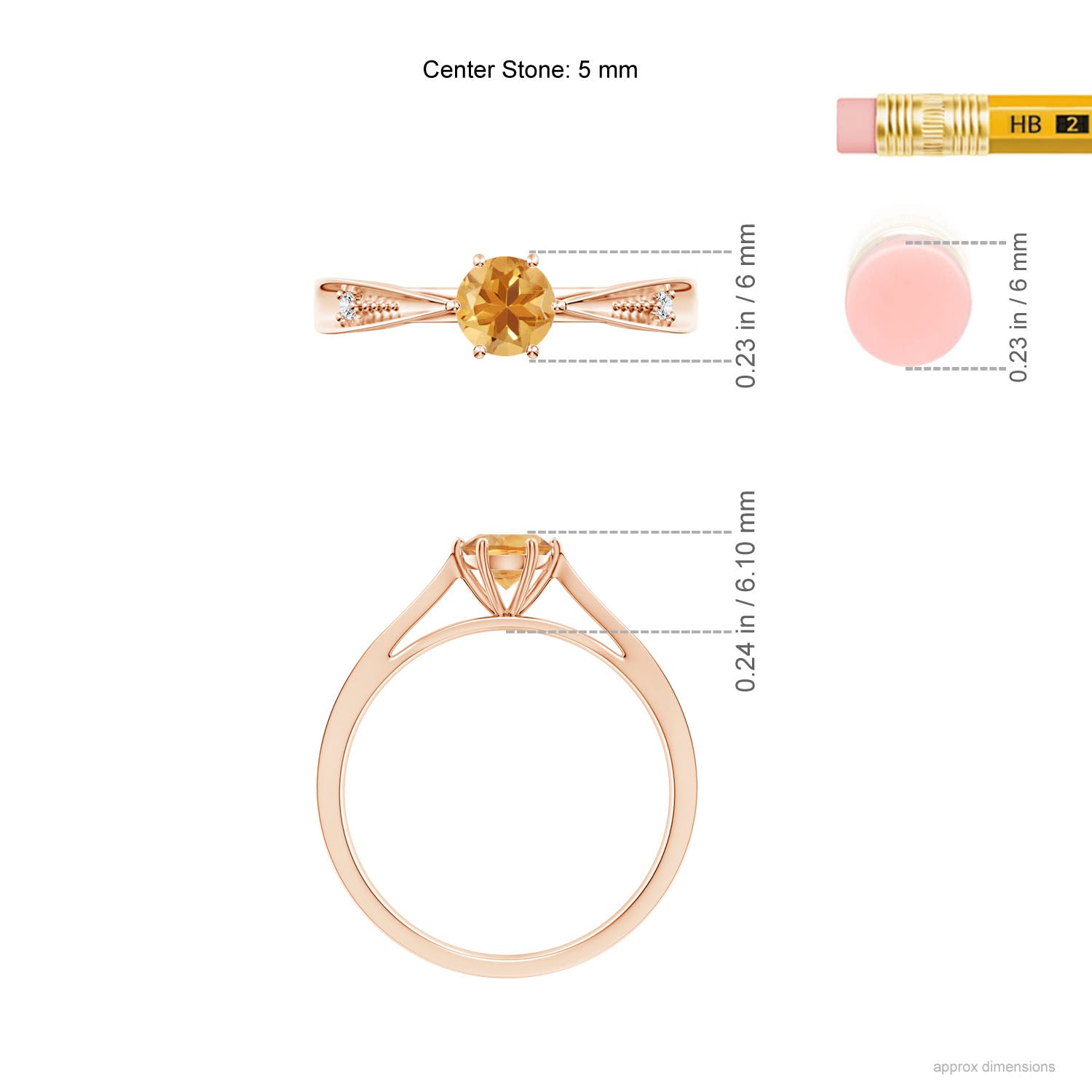 A - Citrine / 0.47 CT / 14 KT Rose Gold