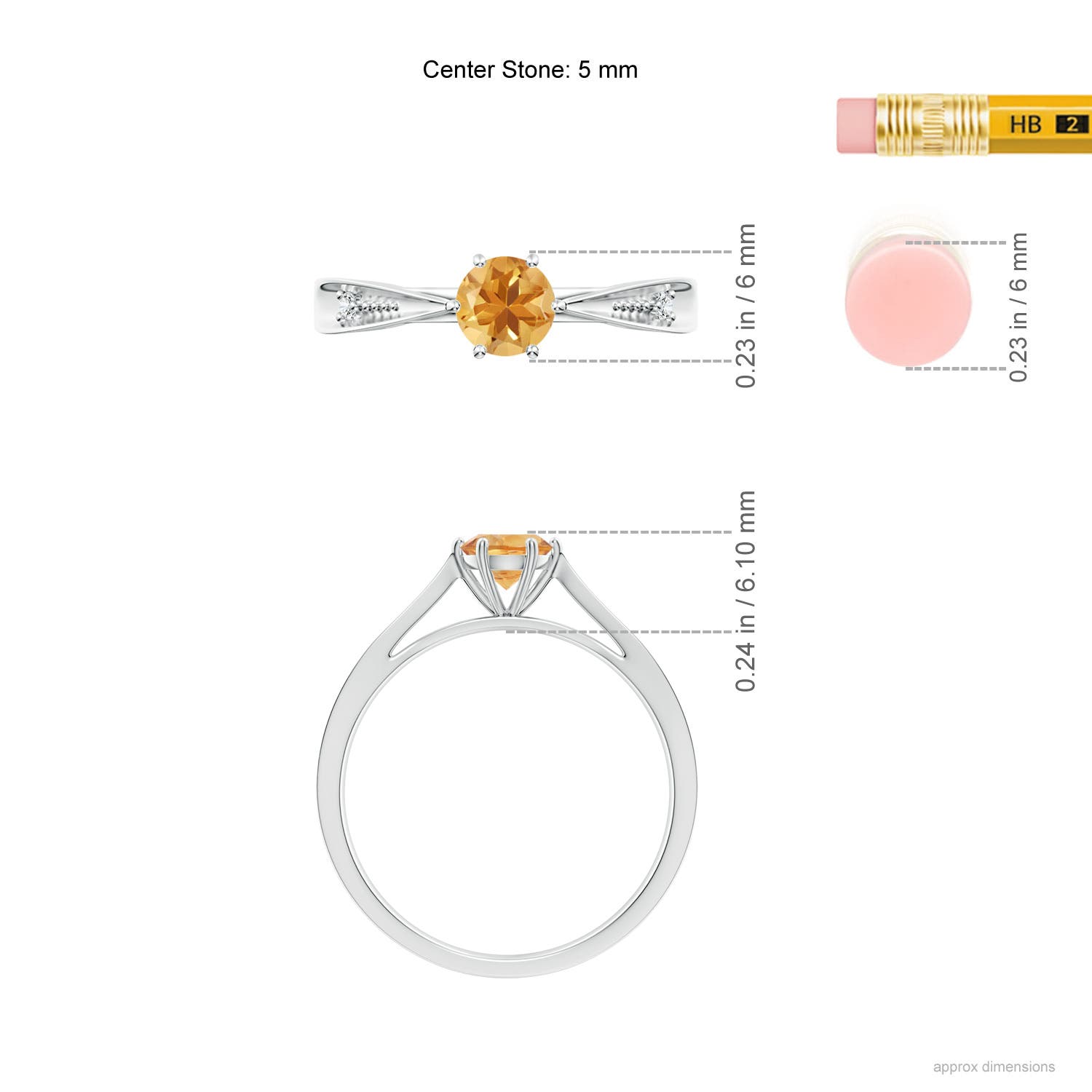 A - Citrine / 0.47 CT / 14 KT White Gold