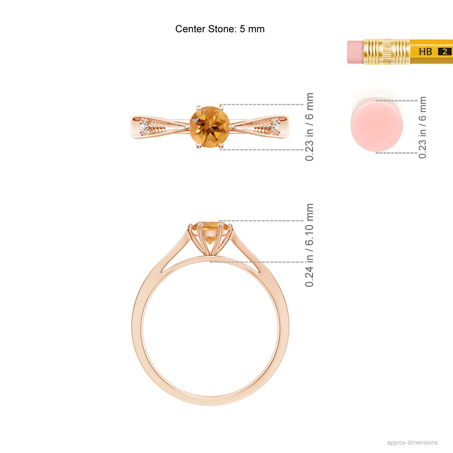 AA - Citrine / 0.47 CT / 14 KT Rose Gold