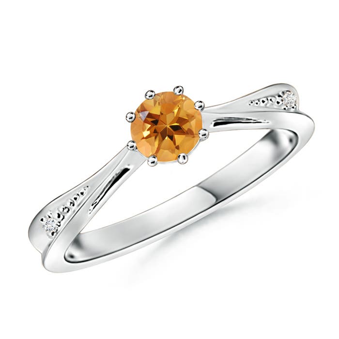 AA - Citrine / 0.47 CT / 14 KT White Gold