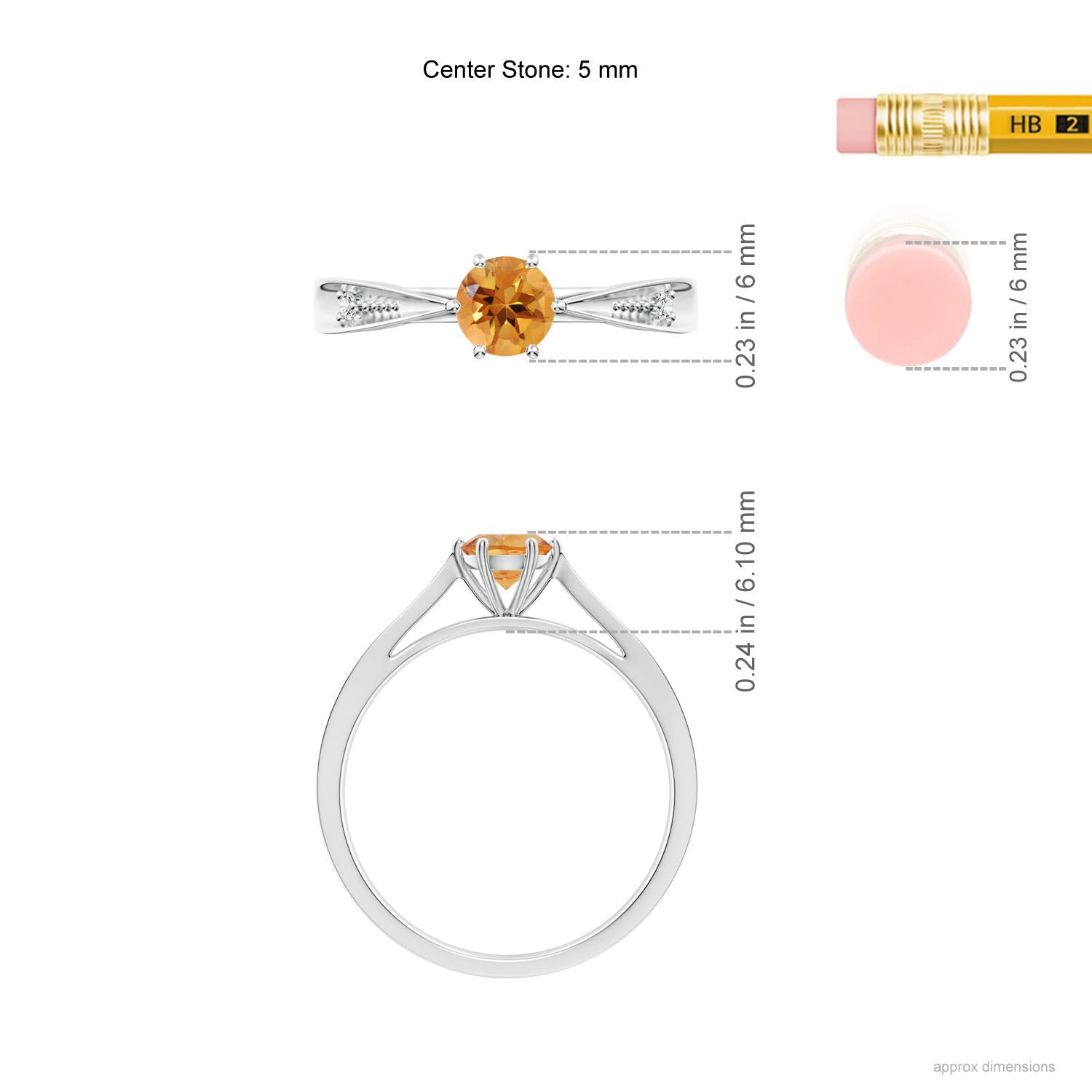 AA - Citrine / 0.47 CT / 14 KT White Gold