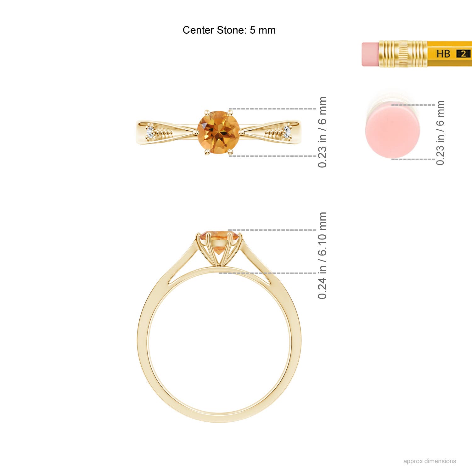 AA - Citrine / 0.47 CT / 14 KT Yellow Gold