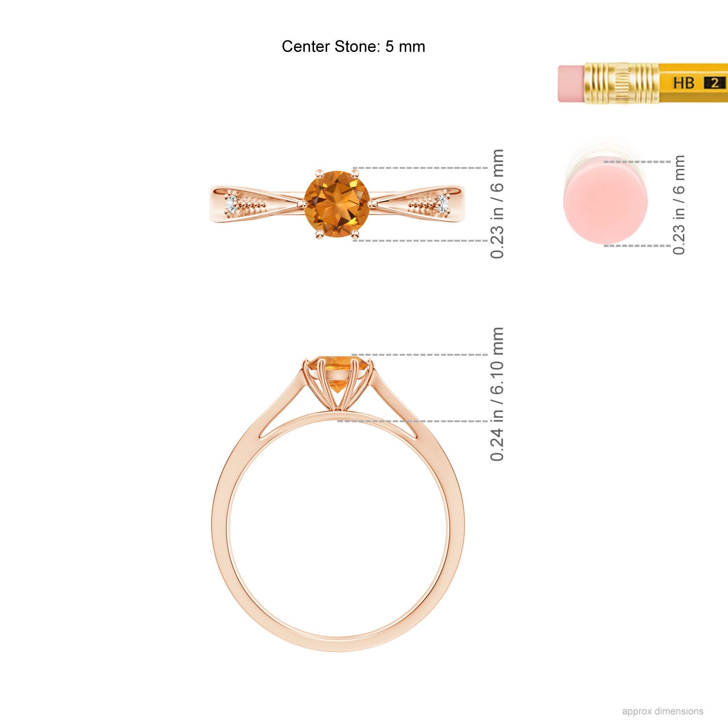 AAA - Citrine / 0.47 CT / 14 KT Rose Gold