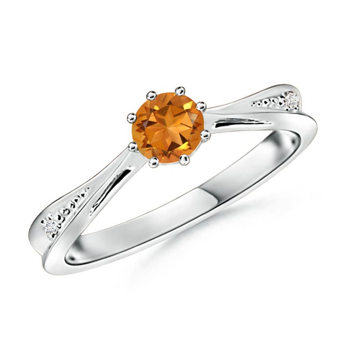 AAA - Citrine / 0.47 CT / 14 KT White Gold