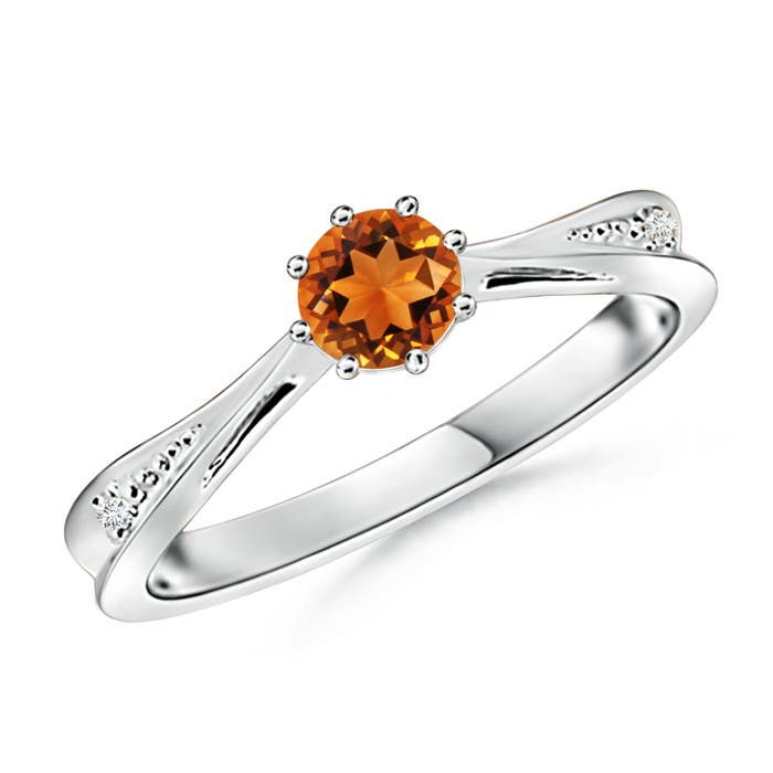 AAAA - Citrine / 0.47 CT / 14 KT White Gold