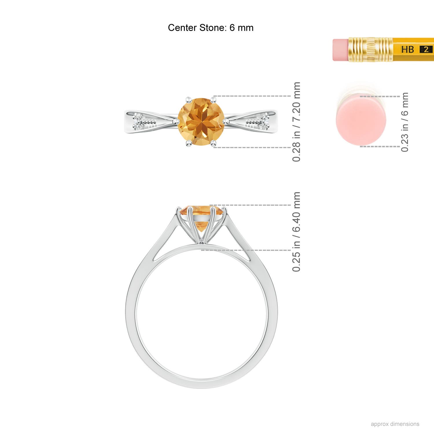 A - Citrine / 0.72 CT / 14 KT White Gold