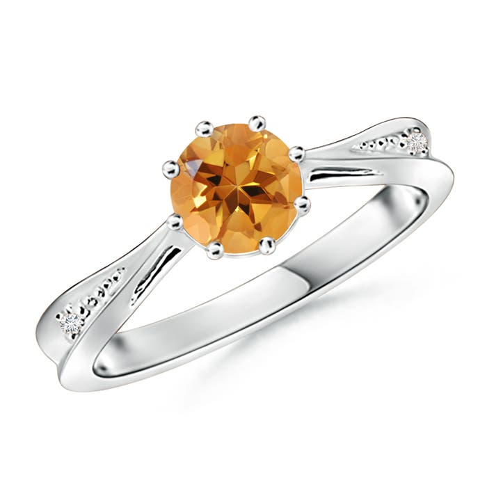 AA - Citrine / 0.72 CT / 14 KT White Gold