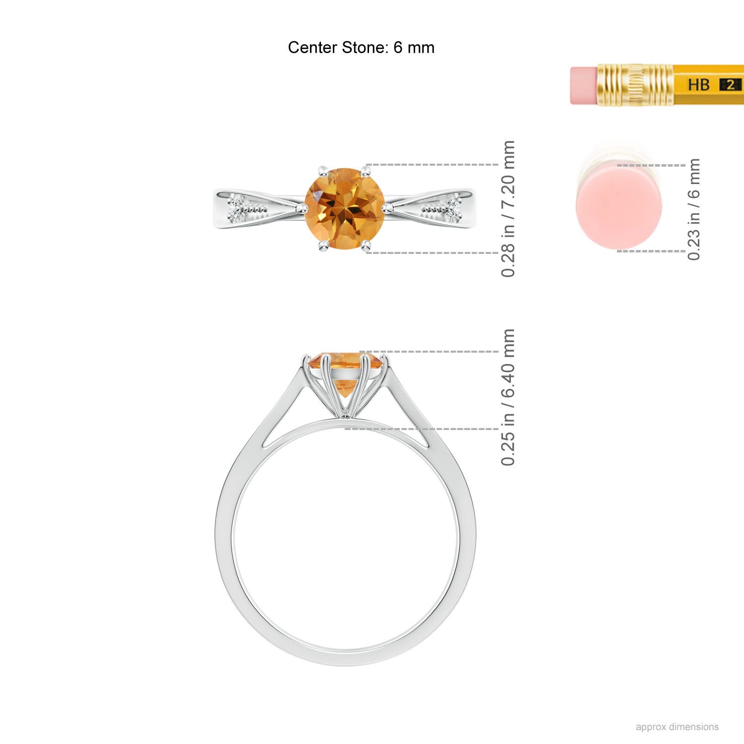 AA - Citrine / 0.72 CT / 14 KT White Gold