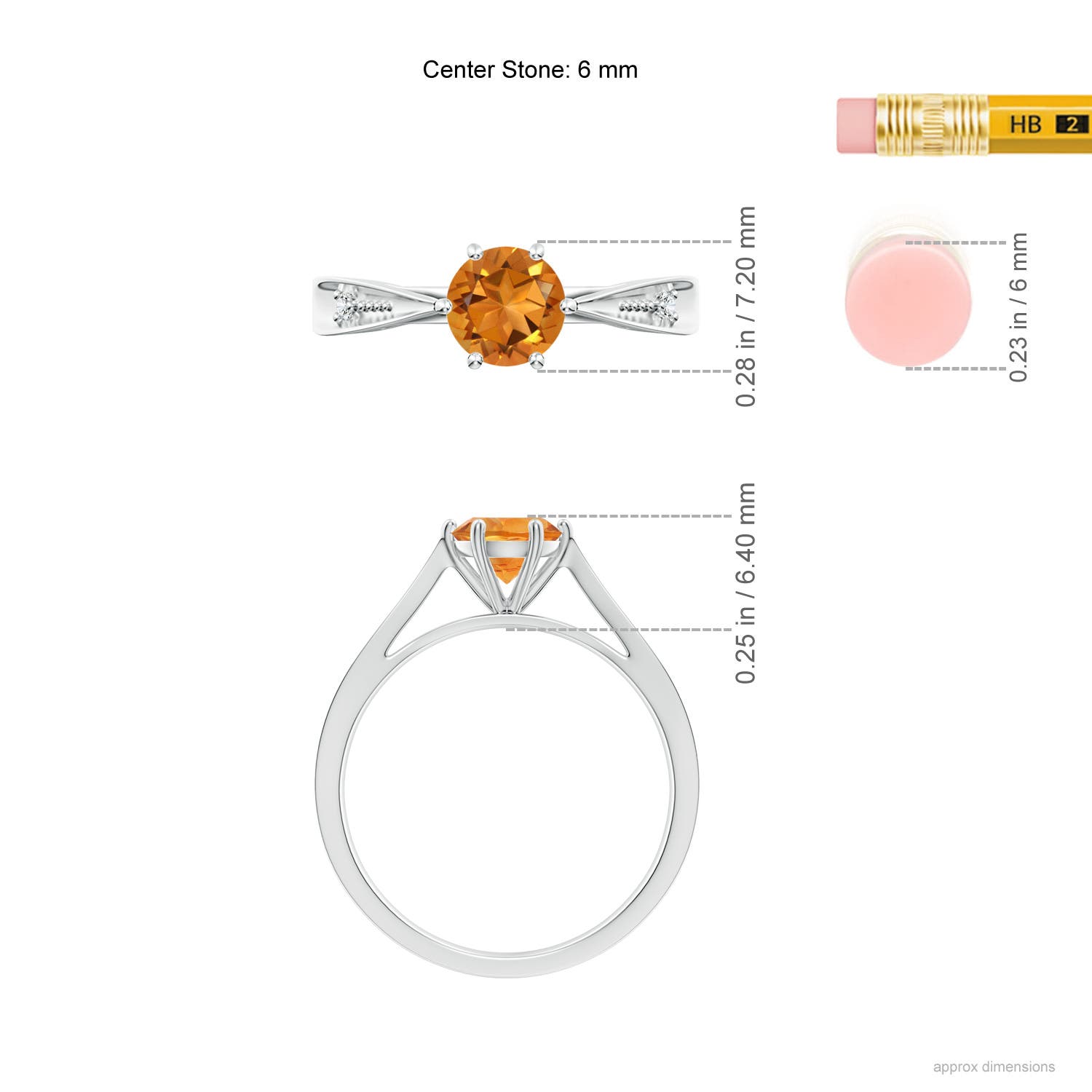 AAA - Citrine / 0.72 CT / 14 KT White Gold