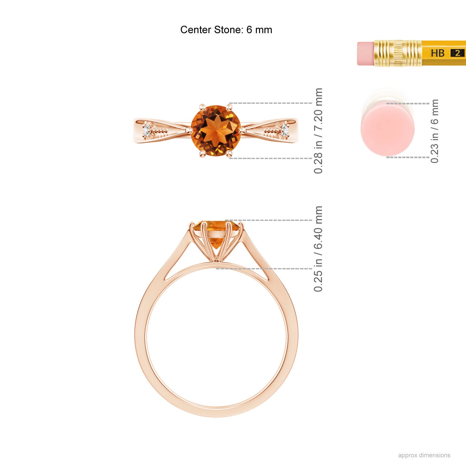 AAAA - Citrine / 0.72 CT / 14 KT Rose Gold