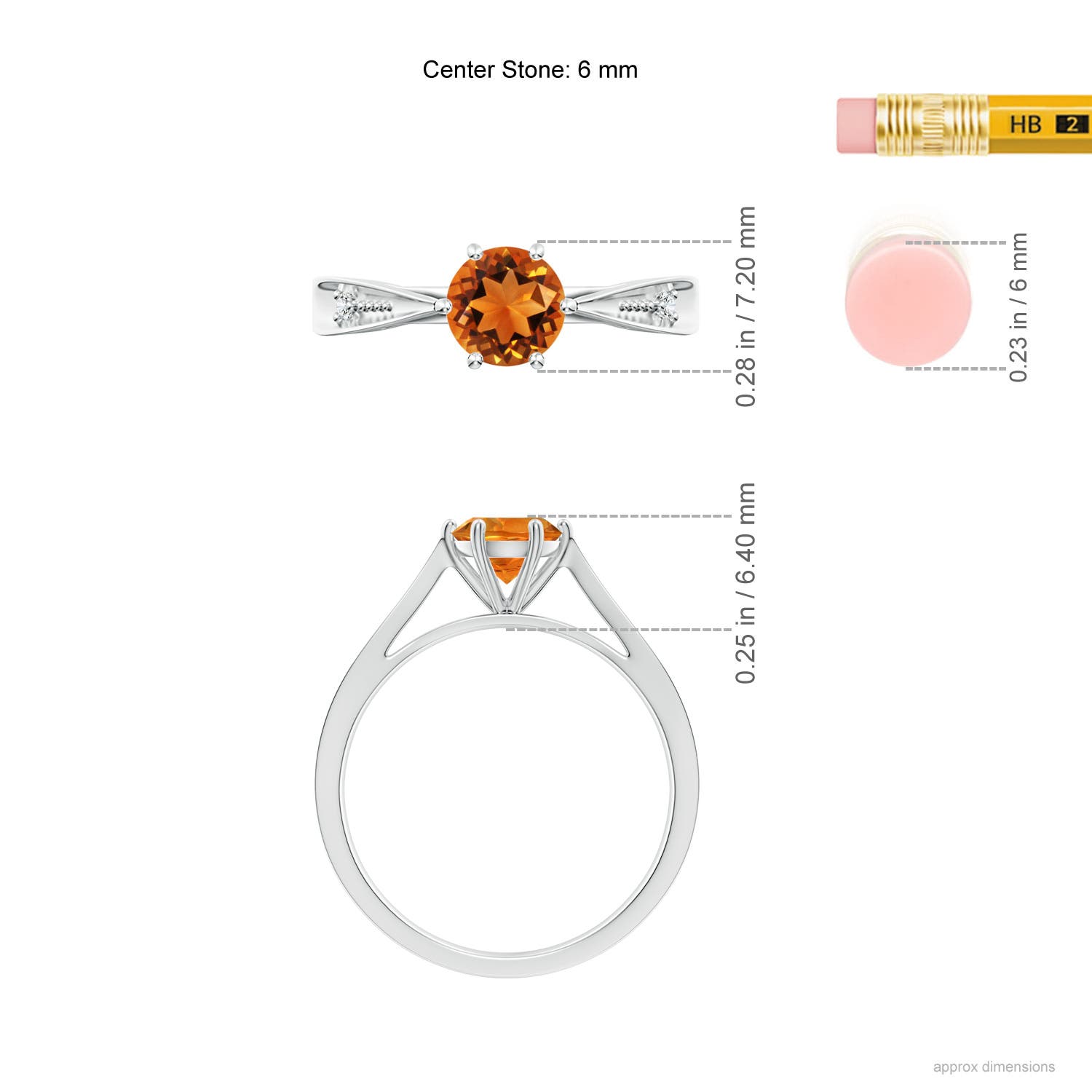 AAAA - Citrine / 0.72 CT / 14 KT White Gold