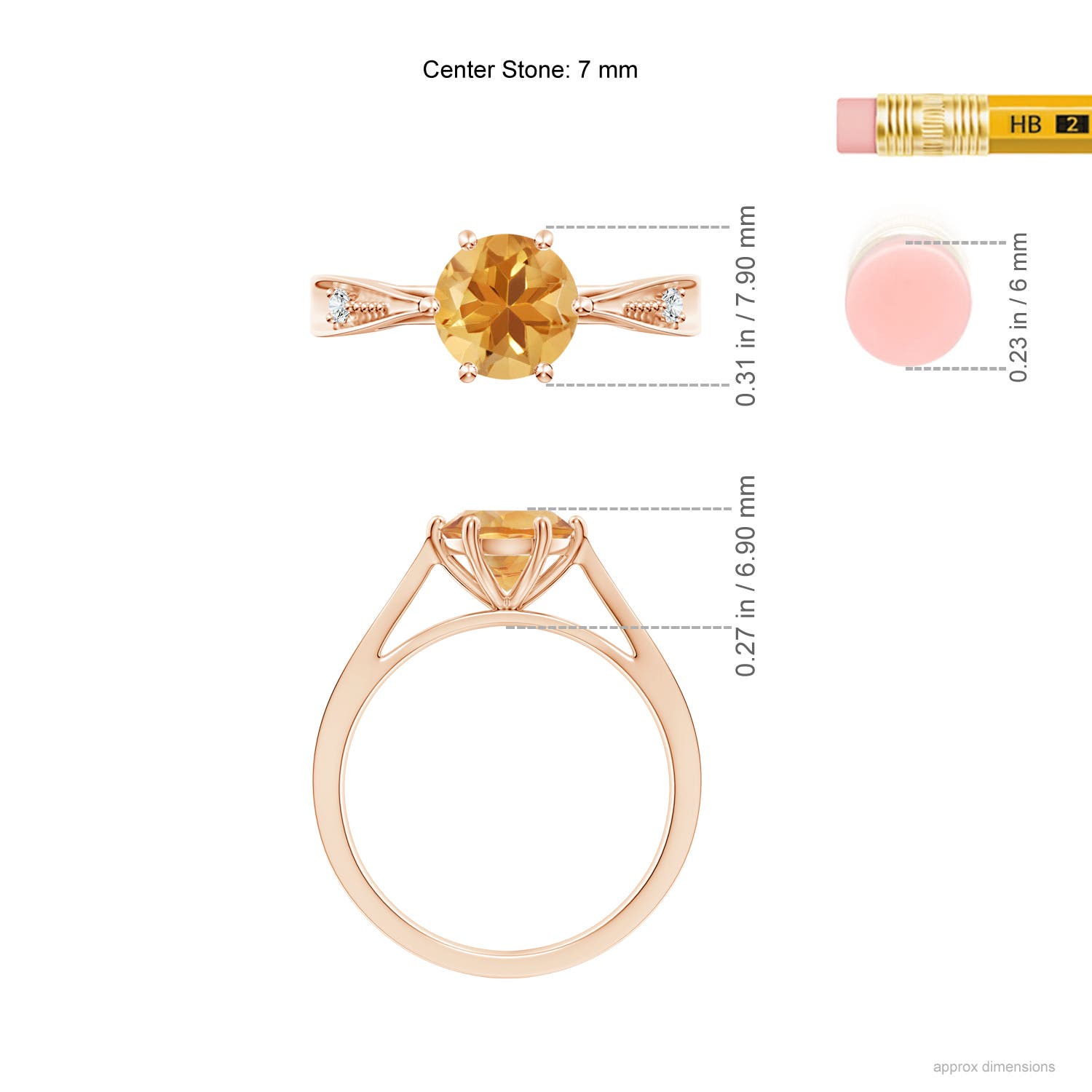 A - Citrine / 1.28 CT / 14 KT Rose Gold