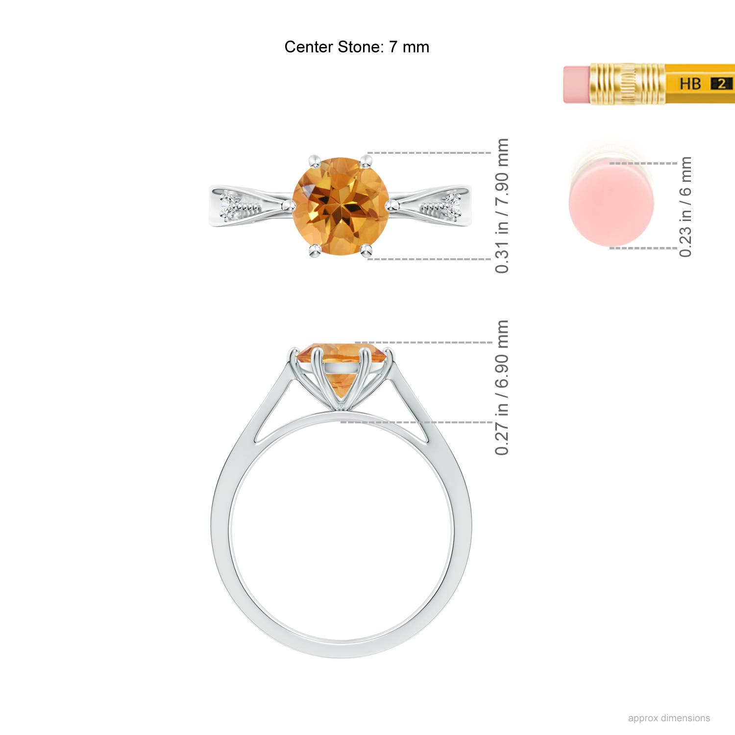 AA - Citrine / 1.28 CT / 14 KT White Gold