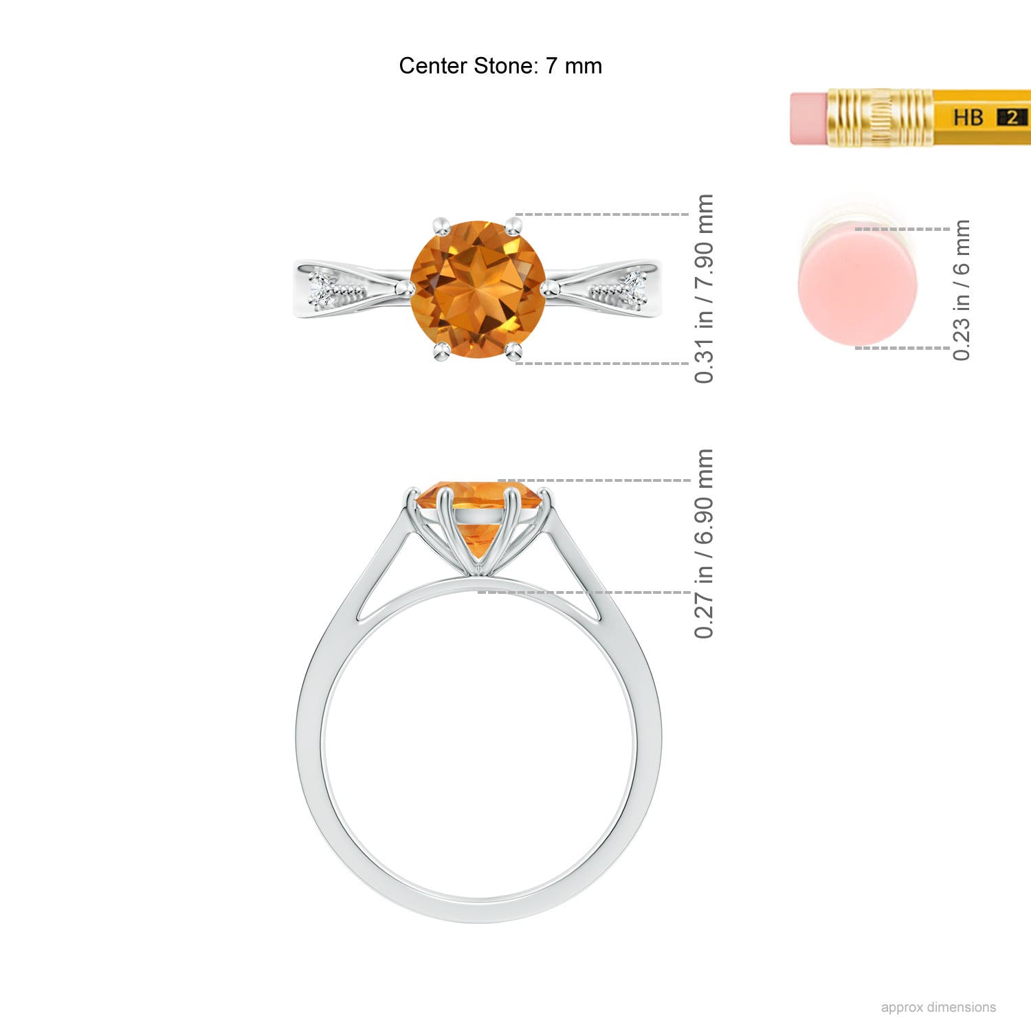 AAA - Citrine / 1.28 CT / 14 KT White Gold