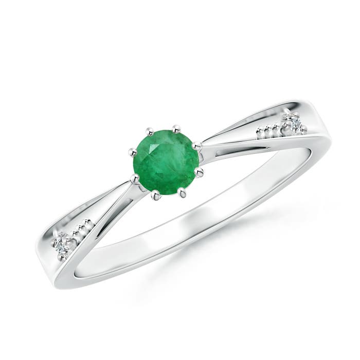 A - Emerald / 0.25 CT / 14 KT White Gold