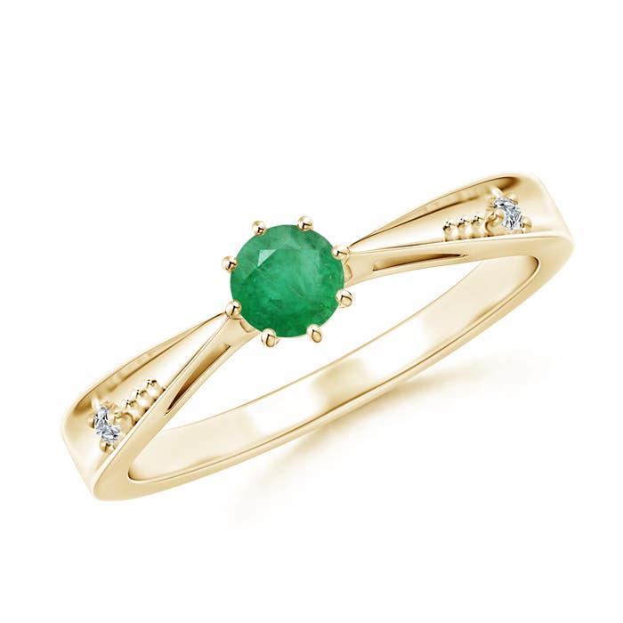 A - Emerald / 0.25 CT / 14 KT Yellow Gold