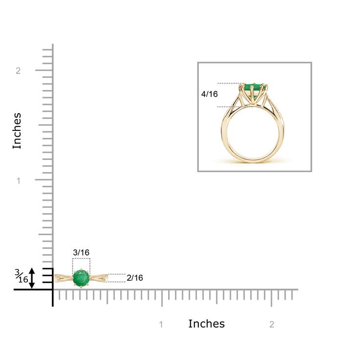 A - Emerald / 0.25 CT / 14 KT Yellow Gold