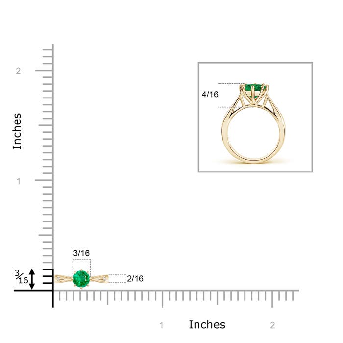 AAA - Emerald / 0.25 CT / 14 KT Yellow Gold