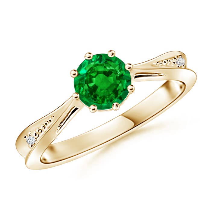 Premium - Lab-Grown Emerald / 0.77 CT / 14 KT Yellow Gold