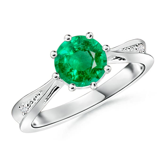 AAA - Emerald / 1.23 CT / 14 KT White Gold