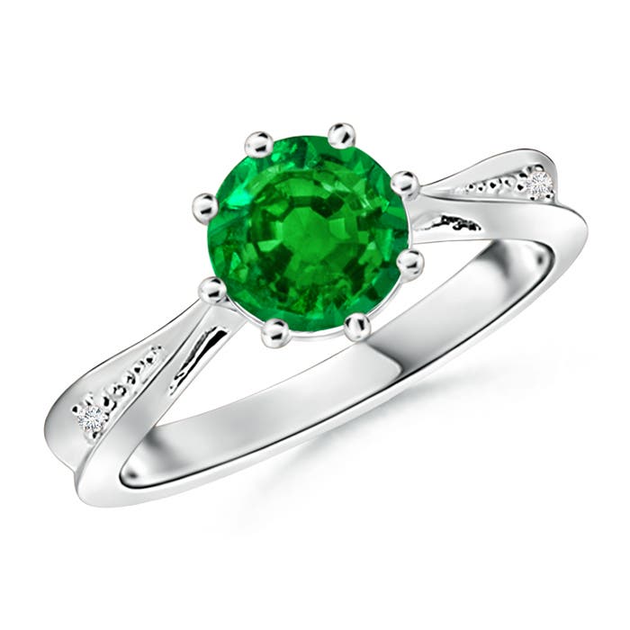 Premium - Lab-Grown Emerald / 1.23 CT / 14 KT White Gold