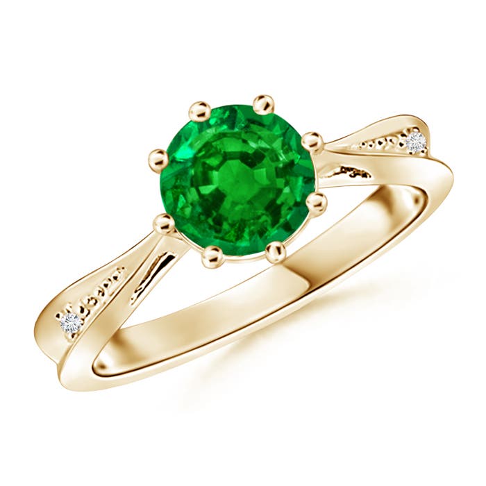 Premium - Lab-Grown Emerald / 1.23 CT / 14 KT Yellow Gold