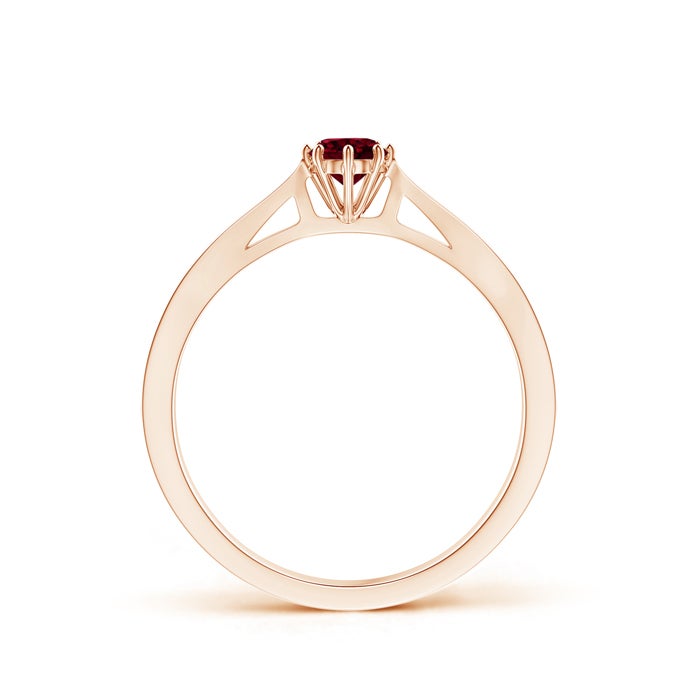 Tapered Shank Garnet Solitaire Ring with Diamonds