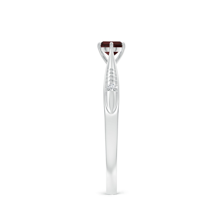 4mm A Tapered Shank Garnet Solitaire Ring with Diamonds in White Gold side 299