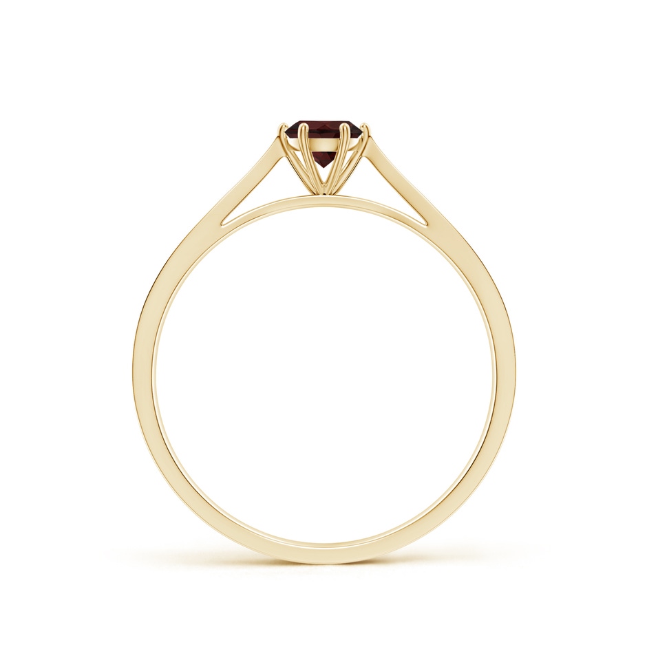 4mm A Tapered Shank Garnet Solitaire Ring with Diamonds in Yellow Gold side 199