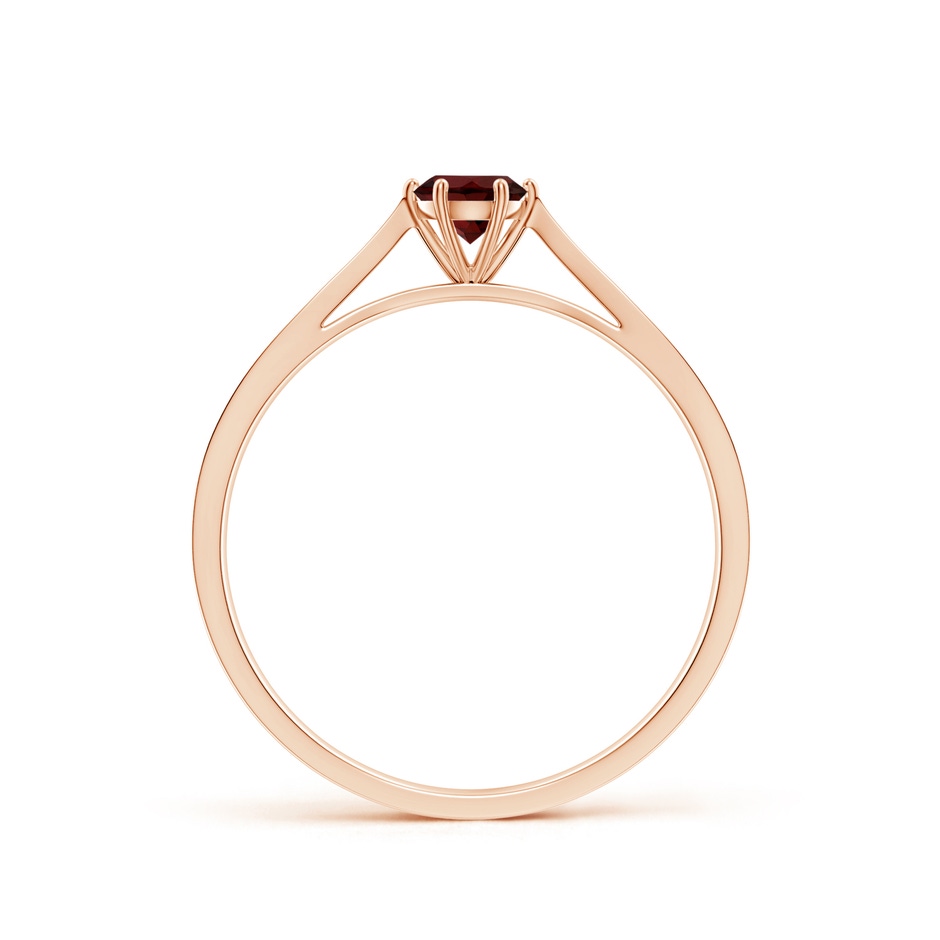 4mm AA Tapered Shank Garnet Solitaire Ring with Diamonds in Rose Gold side 199