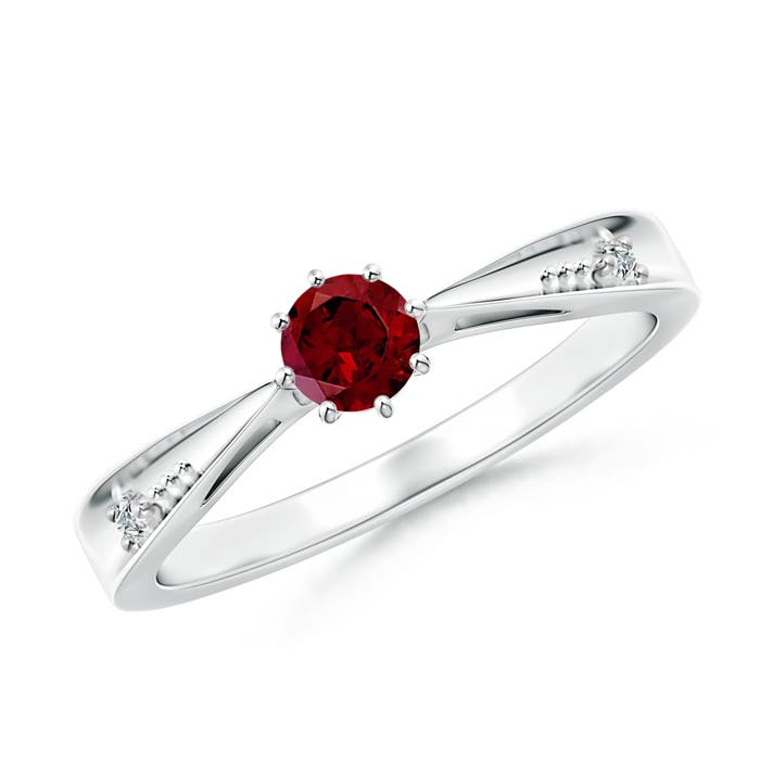 AAA - Garnet / 0.34 CT / 14 KT White Gold