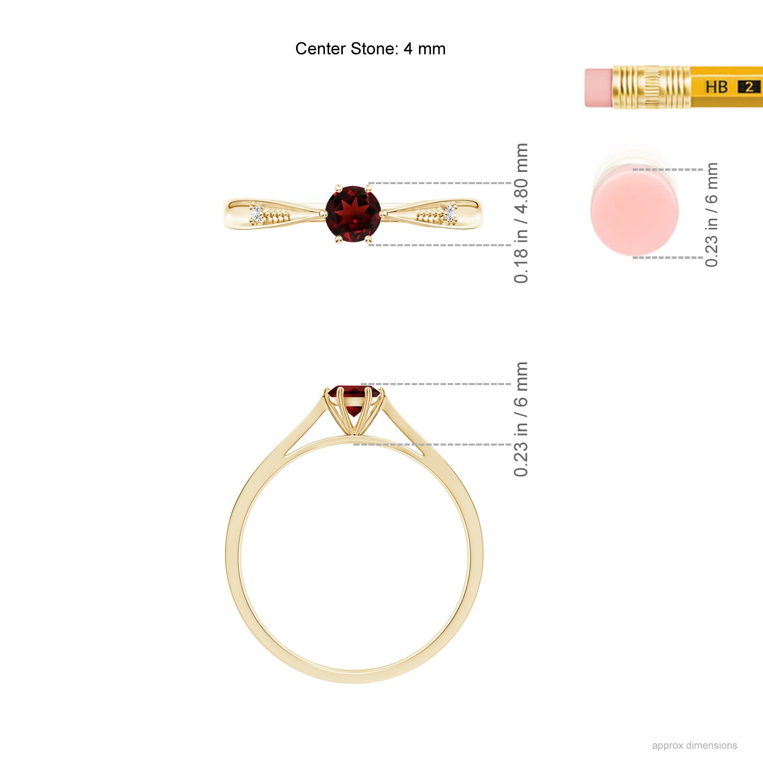 AAA - Garnet / 0.34 CT / 14 KT Yellow Gold